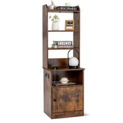 Tangkula Nightstand Bedside End Side Table Bookshelf W/ Charging Station -Famous Furniture Store GUEST 566b8e75 4d93 41e7 a22b af02db6619f2