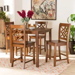 5pc Nicolette Wood Pub Dining Set Walnut/Brown - Baxton Studio 15 5pc Nicolette Wood Pub Dining Set Walnut/Brown - Baxton Studio -Famous Furniture Store GUEST 56adee41 f3dd 4874 a13f 5b16f7a497d4