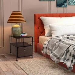 Sorbus Drawer Nightstand Shelf For Bedroom Home Brown