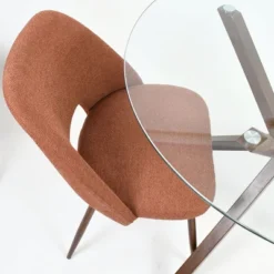 Oliver+Edwin 5-Piece Round Clear Glass Dining Table Set With 4 Upholstered Chairs Walnut Legs -The Pop Maison -Famous Furniture Store GUEST 580bdd08 60ce 42a3 a74e da8122a21f7e