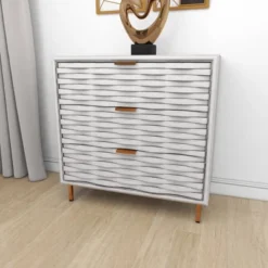 Contemporary Carved Woven Pattern 3 Drawer Wood Cabinet White - Olivia & May 38 Contemporary Carved Woven Pattern 3 Drawer Wood Cabinet White - Olivia & May -Famous Furniture Store GUEST 58ddecf4 2a75 4a3c afc2 c8a554346c80