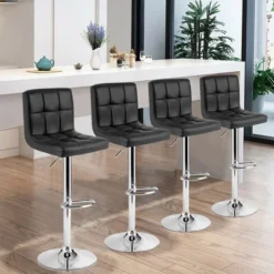 Costway Set Of 4 PU Leather Bar Stool Swivel Bar Chair W/ Adjustable Height 16 Costway Set Of 4 PU Leather Bar Stool Swivel Bar Chair W/ Adjustable Height -Famous Furniture Store GUEST 59aa94f0 1100 4a6c 83a8 4b408f1fdaee