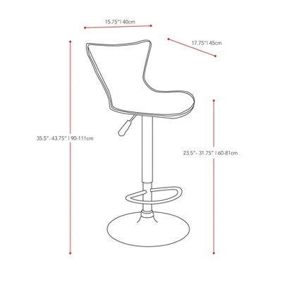 Set Of 2 Adjustable Angled High Back Barstools - CorLiving 8 Set Of 2 Adjustable Angled High Back Barstools - CorLiving - Image 6