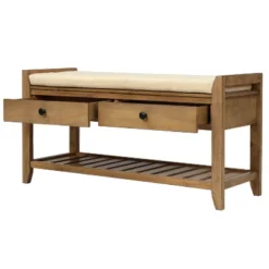 Entryway Storage Bench With Cushioned Seat, Shoe Rack And Drawers-ModernLuxe -Famous Furniture Store GUEST 5a4e2ca2 1e32 41a1 a27f 406254f3a7f9