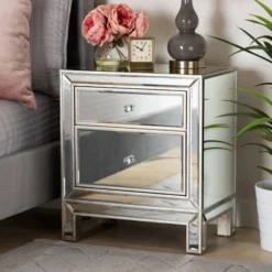 Fadri 2 Drawers Mirrored Nightstand - Baxton Studio 12 Fadri 2 Drawers Mirrored Nightstand - Baxton Studio -Famous Furniture Store GUEST 5a7e117f 9063 4e83 99c7 b267e04bcd5b