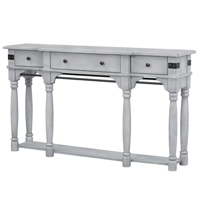 Vintage Style 60" Console Table With Storage Drawers And Bottom Shelf - ModernLuxe 5 Vintage Style 60" Console Table With Storage Drawers And Bottom Shelf - ModernLuxe - Image 3