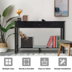 Costway Console Table With Drawer Shelf 2 Tier Sofa Side Accent Table Black -Famous Furniture Store GUEST 5c516362 c4d0 42ca bcf7 a3e4a48bf7f0