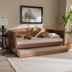 Twin Veles Wood Daybed With Trundle Ash Walnut - Baxton Studio -Famous Furniture Store GUEST 5d3187d9 2ad9 4e1d 953b f6a1d5d2f031