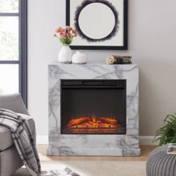 Dridun Faux Marble Fireplace White/Gray - Aiden Lane -Famous Furniture Store GUEST 5df873bf 2353 4e82 a8b5 6d743b8ed72c