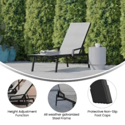 Flash Furniture Brazos Adjustable Chaise Lounge Chair With Arms, All-Weather Outdoor Five-Position Recliner -Famous Furniture Store GUEST 5ea2e8c6 cb7c 4209 9eec 0c642bd725b7