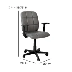 Flash Furniture Mid-Back Gray Quilted Vinyl Swivel Task Office Chair With Arms -Famous Furniture Store GUEST 5ea5791c aa57 4dbc b468 1e922b3426cd