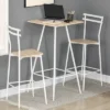 HOMCOM Bar Table And Chairs Set, 3 Piece Dining Table Set For 2 With Steel Frame And Footrest For Bar And Kitchen, White/Oak 1 HOMCOM Bar Table And Chairs Set, 3 Piece Dining Table Set For 2 With Steel Frame And Footrest For Bar And Kitchen, White/Oak -Famous Furniture Store GUEST 5ee58fa6 72a4 422c aa52 7dcff2151399