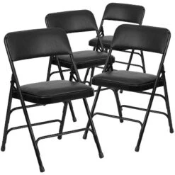 Flash Furniture 4 Pack HERCULES Series Curved Triple Braced & Double Hinged Upholstered Metal Folding Chair -Famous Furniture Store GUEST 5f545390 ff5f 494f b971 3842c792c6ae