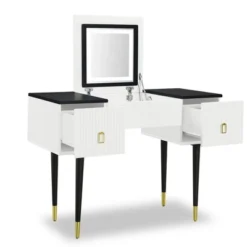 43.3" Modern Vanity Table Set With Flip-Up Mirror, LED Lights And Storage - ModernLuxe 12 43.3" Modern Vanity Table Set With Flip-Up Mirror, LED Lights And Storage - ModernLuxe -Famous Furniture Store GUEST 5fa82ec4 dd96 4195 85b2 8b4bd238d920