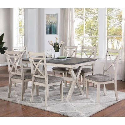 60" Arga Transitional Wood Dining Table Gray/Antique White - HOMES: Inside + Out 4 60" Arga Transitional Wood Dining Table Gray/Antique White - HOMES: Inside + Out - Image 2