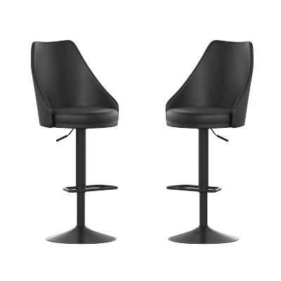 Flash Furniture Chrishelle Set Of 2 Commercial Adjustable Height Barstools With Upholstered Tufted Seats And Pedestal Base With Footring, Black 13 Flash Furniture Chrishelle Set Of 2 Commercial Adjustable Height Barstools With Upholstered Tufted Seats And Pedestal Base With Footring, Black - Image 12