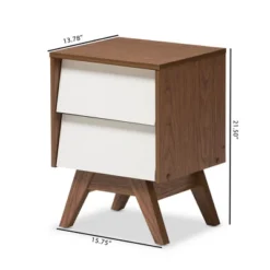 Hildon Mid - Century Modern Wood 2 - Drawer Storage Nightstand - White, "Walnut" Brown - Baxton Studio -Famous Furniture Store GUEST 6017639b f769 4bd0 896e 0fb57e9284cd