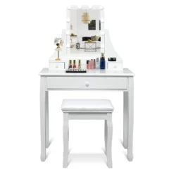 Tangkula Make-Up Vanity Table Dresser Set W/LED Light & Padded Stool -Famous Furniture Store GUEST 60a9e6ff 9844 4dbe 9f3c 6279eea8ff8c