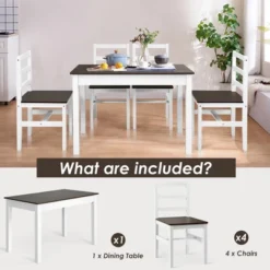 Costway 5pcs Dining Set Solid Wood Compact Kitchen Table & 4 Chairs Modern -Famous Furniture Store GUEST 6178e0e6 c490 4952 a321 57e8e8d8af08