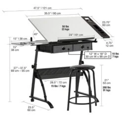 Core Drawing Table And Stool Set Charcoal Black/White - Studio Designs 41 Core Drawing Table And Stool Set Charcoal Black/White - Studio Designs -Famous Furniture Store GUEST 6196a32c e576 4d20 a4d7 3255f6d054a7