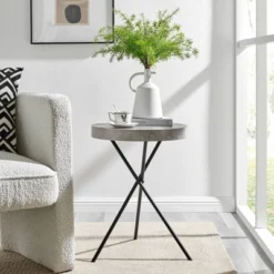 17.6" Round 3 Legged Industrial Style Side Table Cement - Danya B. -Famous Furniture Store GUEST 61ff05f9 7d46 43da b781 044e4f3dee19