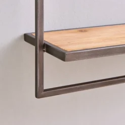 17" X 7.9" Floating Industrial Wood Wall Shelf With Metal Towel Bar Black - Danya B. -Famous Furniture Store GUEST 623ca22c d6d2 4dc4 b7b5 87292121d304