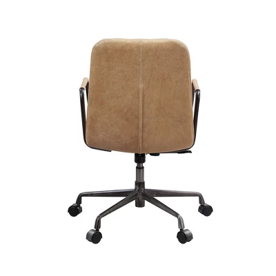 Simple Relax Top Grain Leather Upholstered Office Chair In Rum 5 Simple Relax Top Grain Leather Upholstered Office Chair In Rum - Image 3