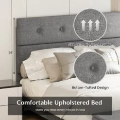 Costway Full Upholstered Bed Frame With Ottoman Storage Linen Button Tufted Headboard -Famous Furniture Store GUEST 64928432 01f4 4545 9fab fd42dc494b7e