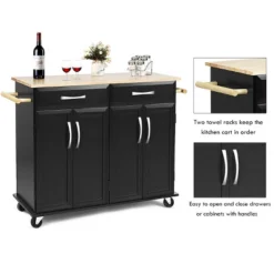 Costway Rolling Kitchen Trolley Island Black Cart Wood Top Storage Cabinet Utility W/ Drawers 15 Costway Rolling Kitchen Trolley Island Black Cart Wood Top Storage Cabinet Utility W/ Drawers -Famous Furniture Store GUEST 653f2e32 9420 4cc0 b528 10cdda8d2672