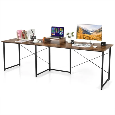 Costway L-Shaped Reversible Computer Desk 2-Person Long Table W/Monitor Stand 10 Costway L-Shaped Reversible Computer Desk 2-Person Long Table W/Monitor Stand - Image 8