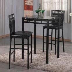Home Source Eric 3-piece Bistro Set With Counter Height Table And 2 Textured Faux Leather Side Chairs -Famous Furniture Store GUEST 669e7430 b285 4afa a9a7 e9b7b03ef638
