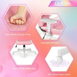 Costway Gaming Chair Racing Style Adjustable Swivel Computer Office Chair Pink -Famous Furniture Store GUEST 676cf3a9 4cb0 4dce b4a1 7a1b8f0ae06e