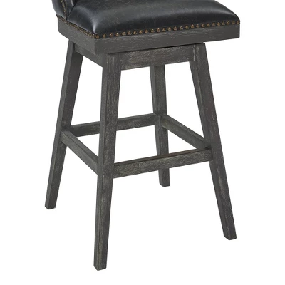 30" Journey Faux Leather Wood Swivel Barstool Gray Onyx - Armen Living 7 30" Journey Faux Leather Wood Swivel Barstool Gray Onyx - Armen Living - Image 5