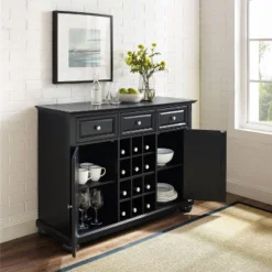 Alexandria Sideboard Cabinet With Wine Storage Black - Crosley -Famous Furniture Store GUEST 67b02333 2d1e 489a 9a02 39219772204e