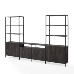 3pc Jacobsen Entertainment Set With Large Etageres Brown Ash - Crosley -Famous Furniture Store GUEST 67c63cdc d96c 44bf 81f2 87be605bb826