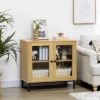 HOMCOM Small Storage Cabinet, Living Room Sideboard Cabinet With Double Glass Doors And Metal Legs For Dining Room Storage, Oak 1 HOMCOM Small Storage Cabinet, Living Room Sideboard Cabinet With Double Glass Doors And Metal Legs For Dining Room Storage, Oak -Famous Furniture Store GUEST 67d36751 72c1 42c0 93a8 6e1baec5ad20