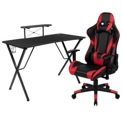 Flash Furniture Gaming Desk And Reclining Gaming Chair Set With Cup Holder, Headphone Hook, And Monitor/Smartphone Stand 14 Flash Furniture Gaming Desk And Reclining Gaming Chair Set With Cup Holder, Headphone Hook, And Monitor/Smartphone Stand - Image 12