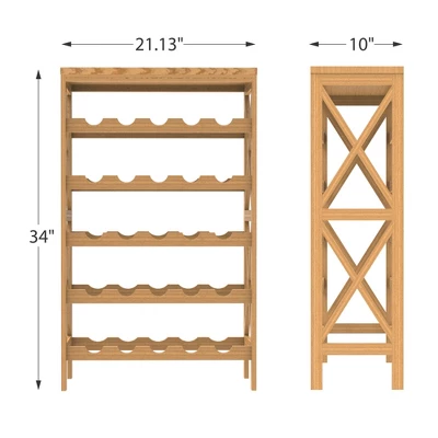 Hastings Home 25-Bottle Holder Freestanding Wine Rack With Tabletop, Brown 3 Hastings Home 25-Bottle Holder Freestanding Wine Rack With Tabletop, Brown