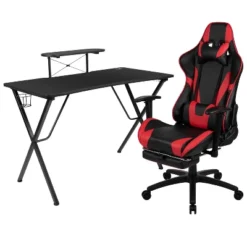 Flash Furniture Gaming Desk And Footrest Reclining Gaming Chair Set With Cup Holder, Headphone Hook, And Monitor/Smartphone Stand -Famous Furniture Store GUEST 68ec4a65 7256 48a0 b322 fefb9b2eb5ba 1
