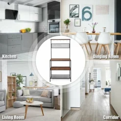 Costway 4-Tier Kitchen Bakers Rack Microwave Oven Stand Industrial W/Hooks & Mesh Panel -Famous Furniture Store GUEST 699b2b91 c949 403d 8751 05a2a75d3a47