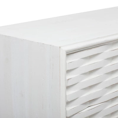 Contemporary Carved Woven Pattern 3 Drawer Wood Cabinet White - Olivia & May 5 Contemporary Carved Woven Pattern 3 Drawer Wood Cabinet White - Olivia & May - Image 3