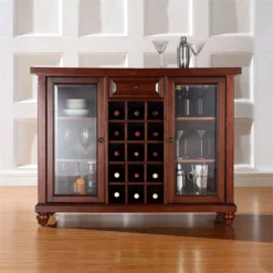 Wood Sliding Top Home Bar Cabinet In Vintage Mahogany Brown-Pemberly Row -Famous Furniture Store GUEST 6a75302c cf2d 4f73 85f0 290387ae066d