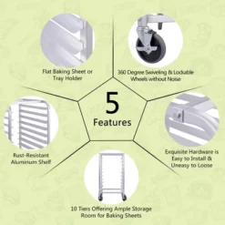Costway 10 Sheet Aluminum Bakery Rack Silver Commercial Cookie Bun Pan Kitchen W/Wheel -Famous Furniture Store GUEST 6c752f31 84ac 4f1a a777 72ef02cc60d9