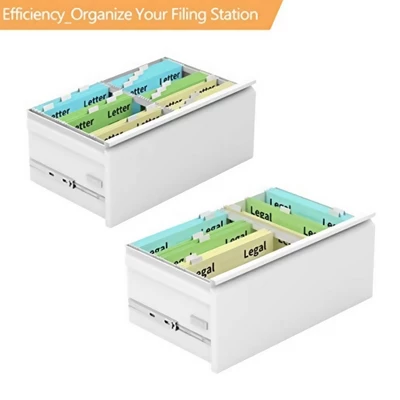 Aobabo 28.25 Inch Long Locking 2 Drawer Anti-Tilt Metal Office Storage Filing Cabinet With File Hanging Bar And 2 Keys, White 5 Aobabo 28.25 Inch Long Locking 2 Drawer Anti-Tilt Metal Office Storage Filing Cabinet With File Hanging Bar And 2 Keys, White - Image 3