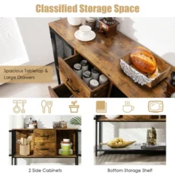Costway Industrial Buffet Sideboard Kitchen Cupboard W/ Metal Mesh Doors & 2 Drawers -Famous Furniture Store GUEST 6d993460 3ec8 4ba6 b7d1 62e5f4ed59e4