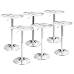 Costway 6PCS Round Bistro Bar Table Height Adjustable 360-degree Swivel WhiteBlack -Famous Furniture Store GUEST 6db0e2e4 7804 4fe4 ba61 df9f98845779