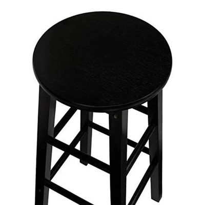 PJ Wood Classic Round-Seat 24" Tall Kitchen Counter Stools For Homes, Dining Spaces, And Bars With Backless Seats, Square Legs, Black (4 Pack) 6 PJ Wood Classic Round-Seat 24" Tall Kitchen Counter Stools For Homes, Dining Spaces, And Bars With Backless Seats, Square Legs, Black (4 Pack) - Image 4