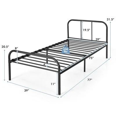 Costway Twin Size Metal Bed Frame Heavy Duty Mattress Foundation Under Bed Storage 3 Costway Twin Size Metal Bed Frame Heavy Duty Mattress Foundation Under Bed Storage