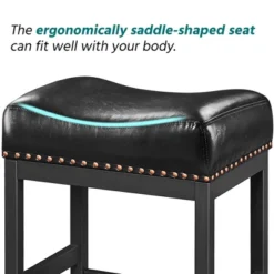 Yaheetech 26"H Bar Stools Faux Leather Counter Height Stools With Nailhead Trims Set Of 2, Black -Famous Furniture Store GUEST 6fd76c00 0934 4c43 8ef3 8e7c2911730c