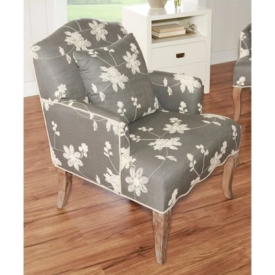 Floral Upholstered Armchair - Gray - Linon 9 Floral Upholstered Armchair - Gray - Linon - Image 7